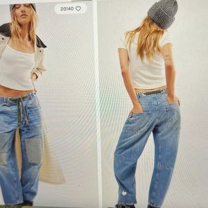 We the free moxie pull on barrel jeans size 31 color truest blue like new